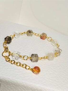 Square Phantom Quartz stone Beads Bracelet